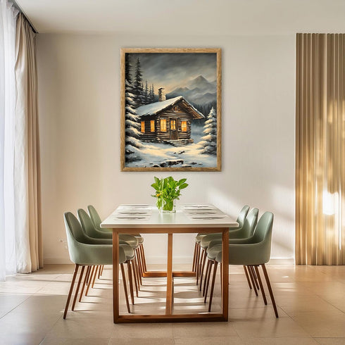 Posterizer 1 pcs-old farm house in snowy winter nature-in oil painting style-19-Landscape & Nature Art-Living Room Bedroom Decor- unframed wall ar...