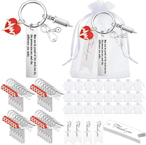 Sureio 72 Pcs Nurse Graduation Gift Include 24 Nurse Keychain Nursing Appreciation Gift with 24 Tassel Organza Bag and 24 Tag Thank You Gifts for ...