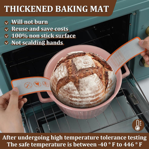 2 Pcs Silicone Bread Sling for Dutch Oven ?0.7mm Non-stick & Easy to Clean Reusable Silicone Baking Mat With Long Handles?Heat Resistant sourdough...