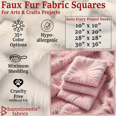 | Faux Fur Fabric | by The Piece | Pre-Cut | Faux Fur Squares | Fur Fabric for Arts & Crafts, Costume, Decoration, Upholstery, Cushion (Camel, 10"...