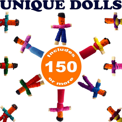 150 Worry Dolls in Bulk from Guatemala - Girls and Boys - Worry Doll - Guatemalan Dolls - Mayan - Trouble - Anxiety - People - Mexican - (1 in) (1...