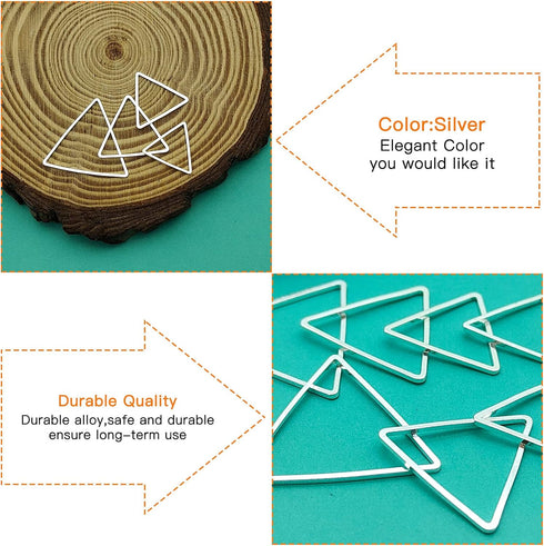 70Pcs Triangle Earring Beading Hoop,4Sizes Silver Earring Bead Connector Links Open Bezels Linking Rings Earrings Pendant for DIY Jewelry Making F...