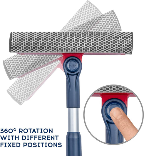DSV Standard Professional Window Squeegee | 2-in-1 Window Cleaner Sponge and Soft Rubber Strip With Telescopic Extension Pole 20" - 30"(50cm-76cm)...