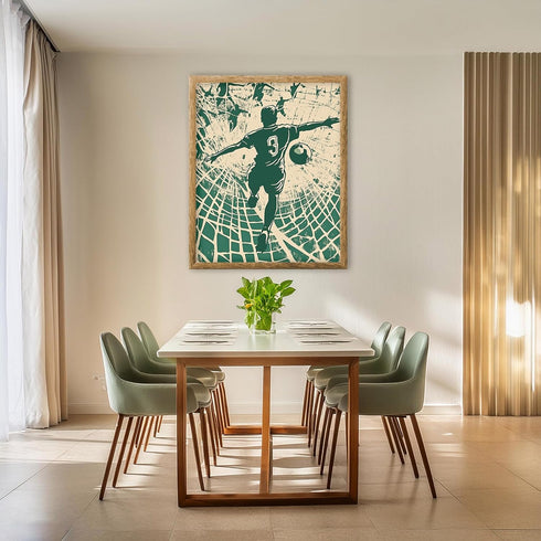 Posterizer 1 pcs-abstract retro- nspired illustration of a football-soccer player-Sports & Hobby Art Gifts for sports fans Decor for Home & Office...