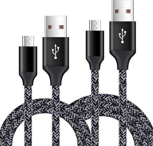 Short Micro USB Cable 2-Pack, 1.6+3FT Phone Charger Power Cords Android Fast Charging Cables Compatible with Samsung Galaxy J7 S6 S7 Edge J3,Note ...