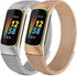 2 Pack Metal Band Compatible with Fitbit Charge 6/Charge 5 Bands for Women Men, Metal Mesh Milanese Loop Adjustable Strap Replacement for Fitbit C...