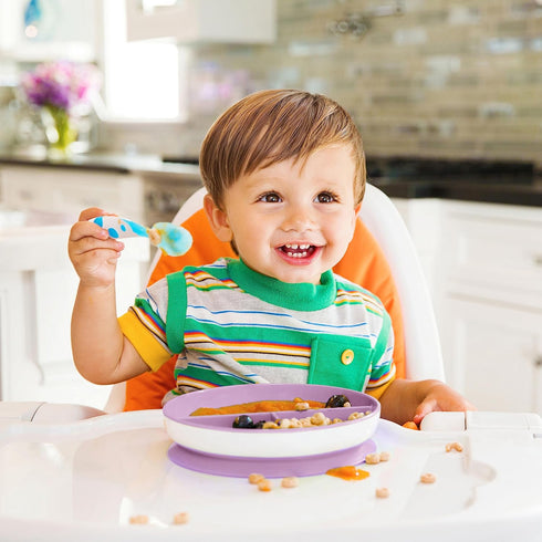 Munchkin Stay Put Suction Plates for Baby and Toddler, 3 Divided Sections , Pink/Purple...