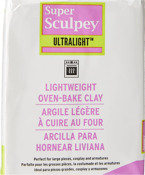Polyform Super Sculpey Ultralight White, Lightweight, Non Toxic. Soft, Sculpting Modeling Polymer clay, Oven-bake clay, 8 oz bar. Great for all ad...