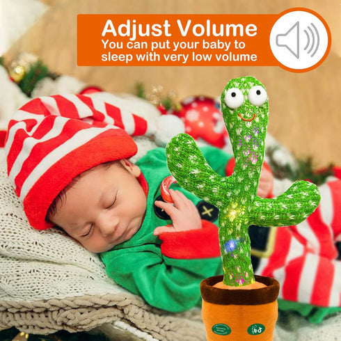 Talking Cactus Toy,Volume Adjustment Dancing Cactus Mimicking Toy,Sing Record Repeat What You Say Sunny Cactus Light Up Cactus Baby Toy Funny Gift...