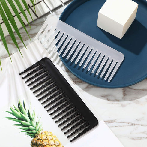Large Hair Detangling Comb Wide Tooth Comb for Curly Hair Wet Dry Hair, No Handle Detangler Comb Styling Shampoo Comb (Black, White)...