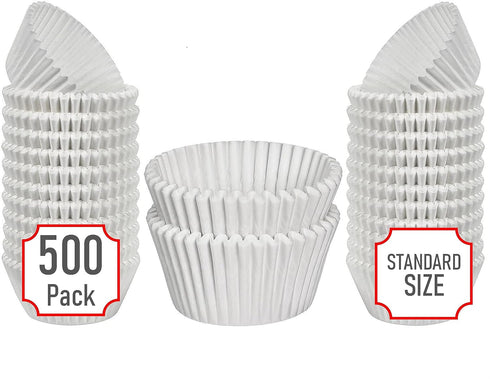 Mr Miracle Standard Size Baking Cups - Premium Quality, White, Grease-Proof, Oven & Microwave Safe Cupcake Liners - 500 Pack Paper Baking Cups for...