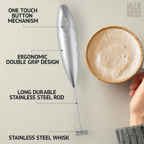 Milk Boss Matcha Whisk - Handheld Electric Stirrer - Matcha Frother Wand & Drink Mixer - Electric Whisk for Matcha Tea & Green Tea - Durable Stain...
