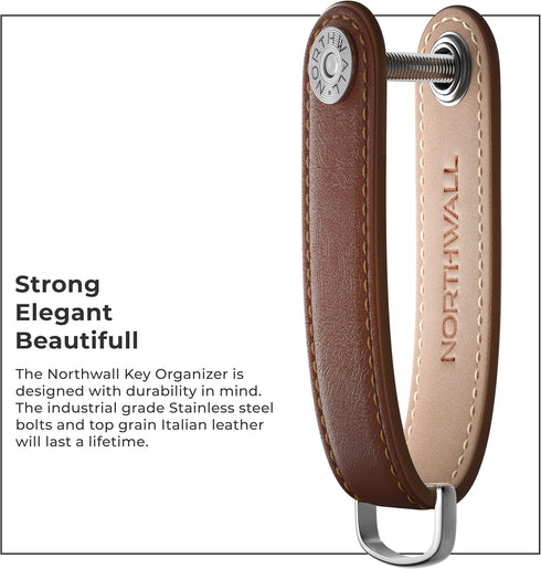 Northwall Key Organizer Keychain, 100% Italian Leather Compact Key Holder, Secure Locking Mechanism, Holds up to 7 Keys, (ThorKey Brown)...
