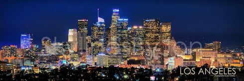 Los Angeles Skyline 2019 PHOTO PRINT UNFRAMED NIGHT COLOR LA 11.75 inches x 36 inches Photographic Panorama Poster Picture Standard Size...