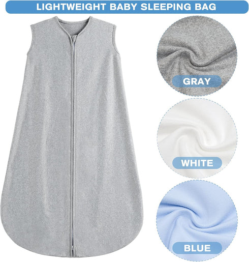 3 Pack Baby Sleep Sack 3-6 Months 100% Rayon Cotton Baby Sleeping Bag 2-Way Zipper Toddler Wearable Blankets Comfy Stretchy Thin Sleep Sacks TOG 0...