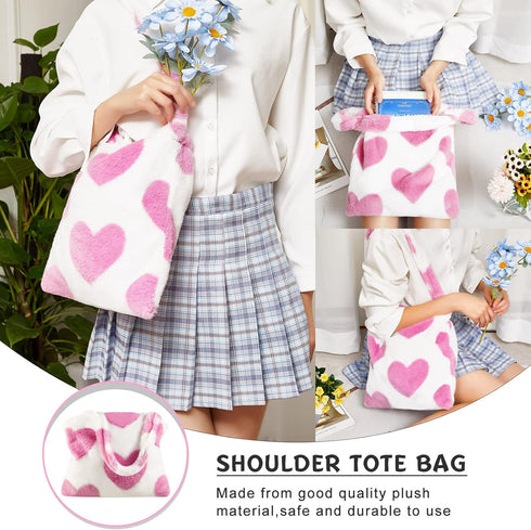 Fluffy Shoulder Bag Plush Bags Women Ladies Tote Bag Fluffy White Furry Purse Handbag for Autumn and Winter...