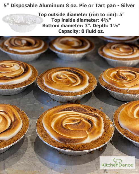 Safca KitchenDance Disposable Aluminum Foil Tart Pan with Lid - 5" Aluminum Foil Individual Pie Pans, Mini Pie Pans, Pot Pie Tins, Baking Pan Perf...