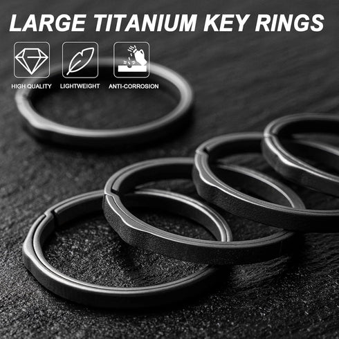 TISUR Titanium Key Rings, Side-Pushing Keyrings, Heavy Duty Split Ring,Large Key Chain Rings for Car Keys, Carabiner, Dog Tag...