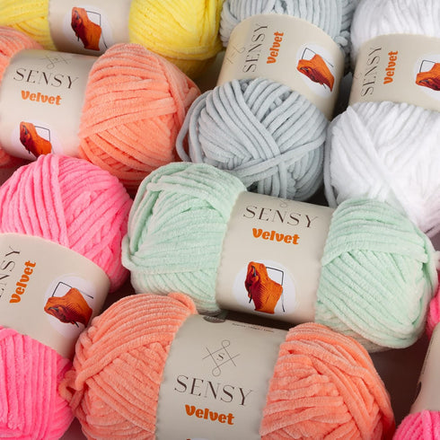 3 Skeins of Sensy Velvet Yarn for Crocheting, Baby Blanket Yarn, Chenille Yarn, Amigurumi Yarn, 3.5 oz, 132 Yards, Gauge 5 Bulky (Salmon)......