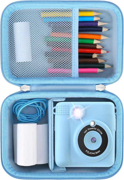 Hard Travel Case Compatible with ESOXOFFORE/for YTETCN/for WEEFUN/for GKTZ/for Anchioo Instant Print Camera for Kids, Storage Holder with Mesh Poc...