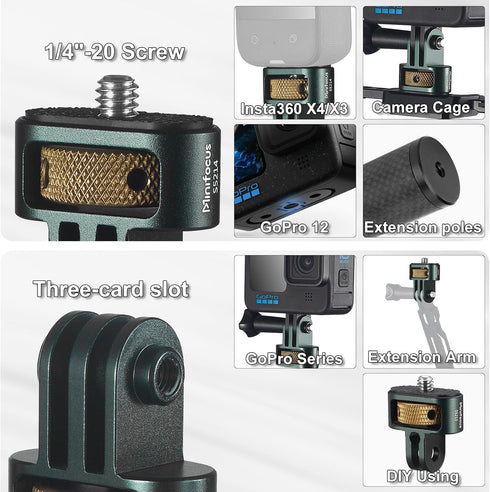 Gopro to 1/4" Adapter, Aluminum CNC Gopro Tripod Mount for Gopro Hero 12/11/10/9/8, Insta360 X4/X3, DJI Osmo, AKASO and Other Standard 1/4" Access...