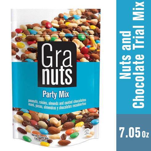 Granuts Party Mix Family Pack | Sweet Chocolate-Coated Candies + Soft Raisins | Crunchy, Salted Peanuts | Classic Flavors | 7.05 Oz (Pack of 1)...