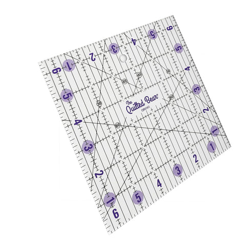 The Quilted Bear Quilting Rulers - Transparent Acrylic Non Slip Quilting, Patchwork & Sewing Ruler with Clear Black Lines & 30, 45 & 60 Degree Ang...