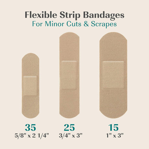 FEBU Eco-Friendly Bamboo Fabric Bandages | PFAS Free Flexible Fabric Bandages | Natural Hypoallergenic Bandage for Scrapes, Cuts & First Aid | Ful...