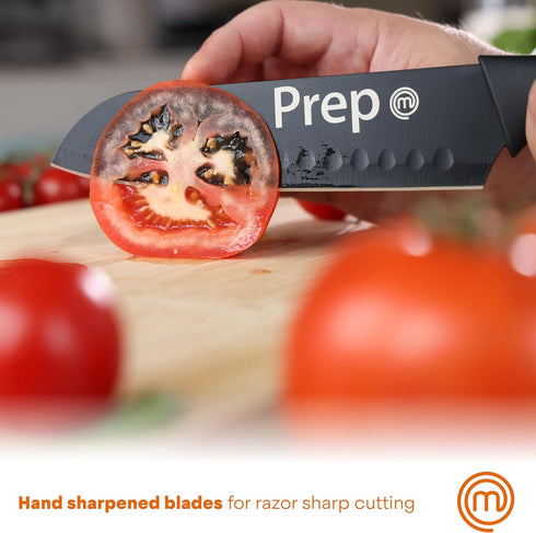 MasterChef Kitchen Knives Set of 3, Small Knife Set for Home Cooking, RV or Camping, Extra Sharp Cutting, Non Stick Coated Stainless Steel Blades ...