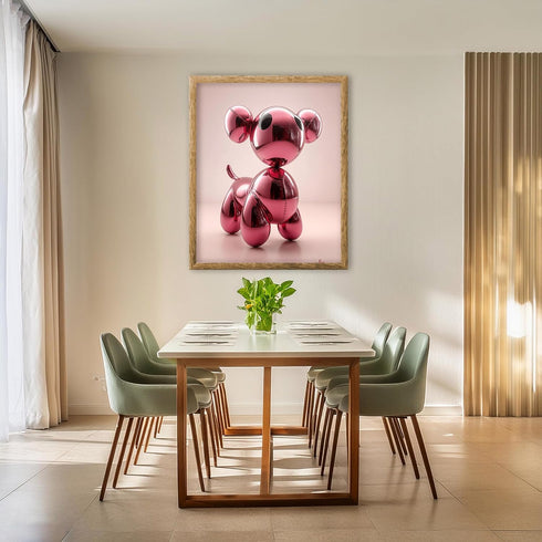 Posterizer 1 pcs-shiny metallic balloon animal-dog-pink cute art 2-Kids Room Art-Art for Animal Lovers-Decor for nursery toddlers kids room- unfra...