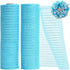 TONIFUL 2 Rolls 10 Inch Light Blue Decorative Mesh Ribbbon Rolls, Fabric Mesh with Foil for Mesh Wreath Supplies, Front Door Wreath Tree Decor Chr...
