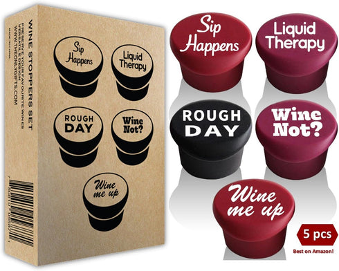 Funny Silicone Wine Stopper Set – Must-Have Wine Accessories & Perfect Wine Gifts for Women & Men – Airtight & Reusable...