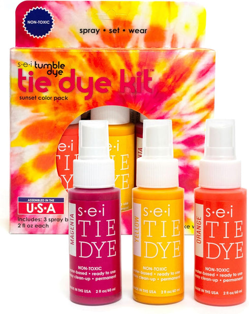 S.E.I. Sunset Tie Dye Kit 3 Pack: Pre-Mixed Spray Tie Dye Kit, Easy-to-Use, Non-Toxic Fabric Dye in Magenta, Yellow, and Orange, Shake and Spray...
