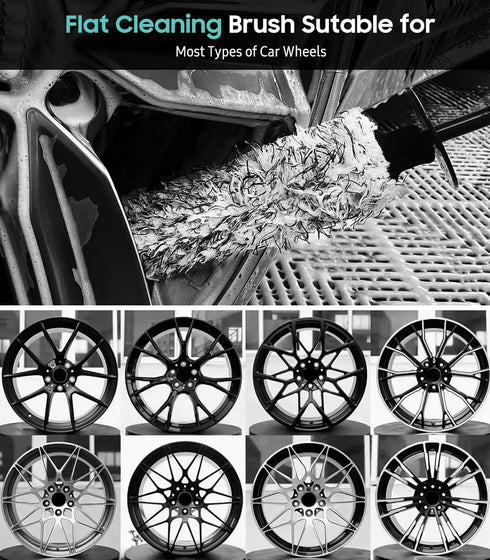 Car Wheel Brush Kit, Scratch-Free Microfiber Rim Brush with 2 Replaceable Car Wheel Cleaner Brush Cover, Tire Cleaning Brush for Truck Camper SUV ...