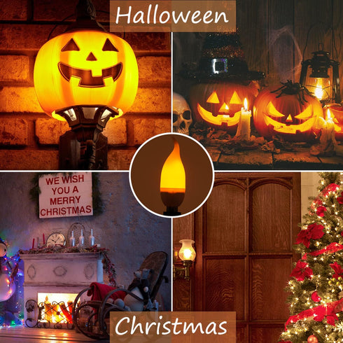 E12 Flame Bulbs 8 Packs, 3 Mode LED Candelabra Flame Light Bulb 2.0 Watt Warm White Chandelier Flame Bulbs,1800k Candle Light Bulbs, Flame Tip for...