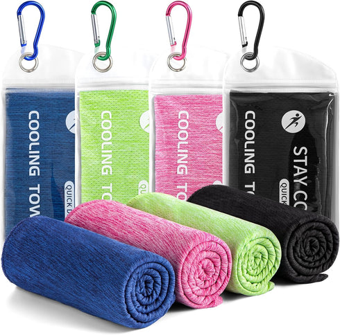 Cooling Towels for Hot Weather, 4 Pack Cooling Towel(40"x12"), Cooling Towels for Neck and Face, Microfiber Soft Breathable Cooling Towel for Men ...