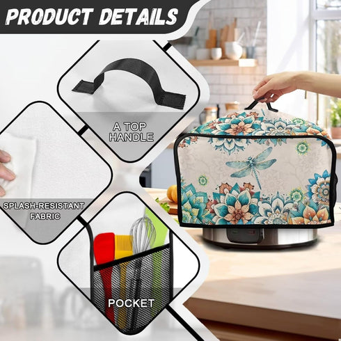 Slow Cooker Cover 8 qt Boho Flower Crock for Pot Cover Keep Small Kitchen Appliance Clean Washable Appliance Cover...