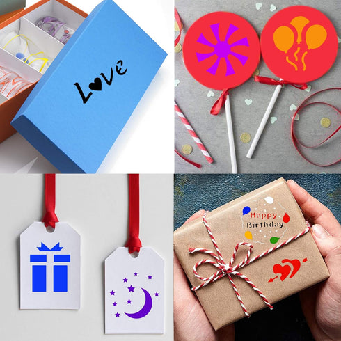Konsait 50Pack Cake Stencil Templates Decoration, Reusable Cake Cookies Baking Painting Journal Mold Tools, Dessert, Coffee Decorating Molds Cappu...