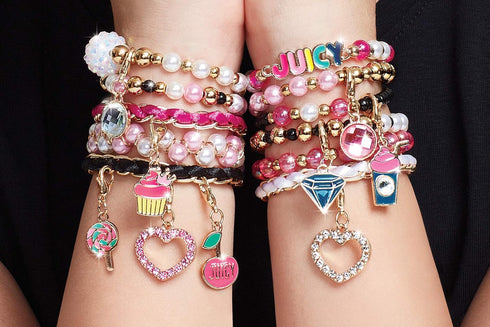 Make it Real - Juicy Couture Pink and Precious Bracelets - DIY Charm Bracelet Kit with Beads for Tween Jewelry Making - Jewelry Making Kit for Gir...