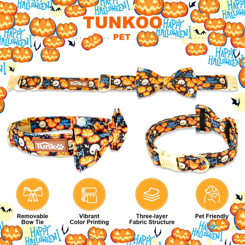 Happy Halloween Dog Collar with Pumpkin - Durable, Adjustable, and Stylish Pet Collar Available in Small, Medium, Large M...