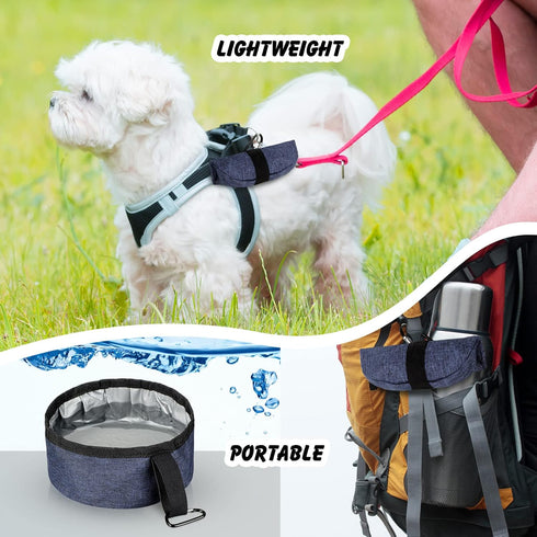 2 Pack Portable Dog Bowls Foldable Travel Dog Dish Portable Dog Water Bowl Water and Food Bowls Pet Hiking Accessories for Small and Large Dogs (D...
