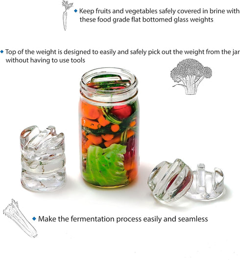 Trademark Innovations Glass Fermentation Pickling Jar Weights, Groove Grip Style (Set of 6)...