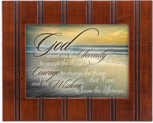 Cottage Garden Serenity Prayer Ocean Waves 8x10 Woodgrain Framed Art Wall Plaque Sign...