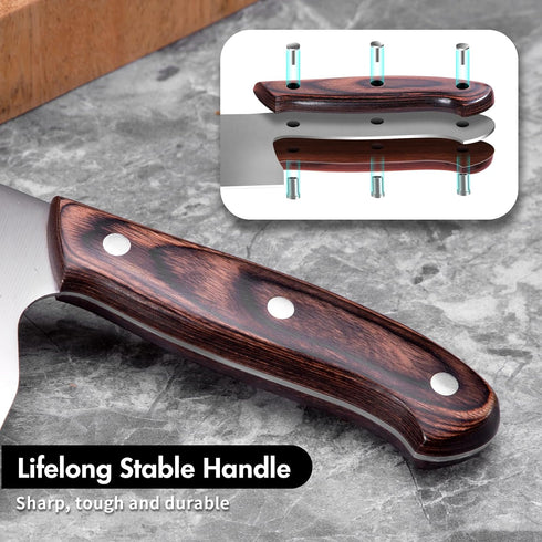 SHI BA ZI ZUO Chinese Meat Cleaver Knife 6.7-inch Meat Knife Stainless Steel Slicer Cleaver, Wooden Handle with Moderate Weight...