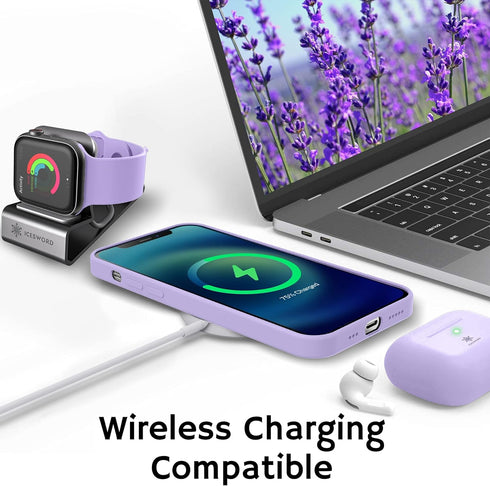 IceSword iPhone 12 Pro Max Case, Liquid Silicone Shockproof Cover, Lavender Purple, 6.7" Protective & Soft Microfiber Lining...