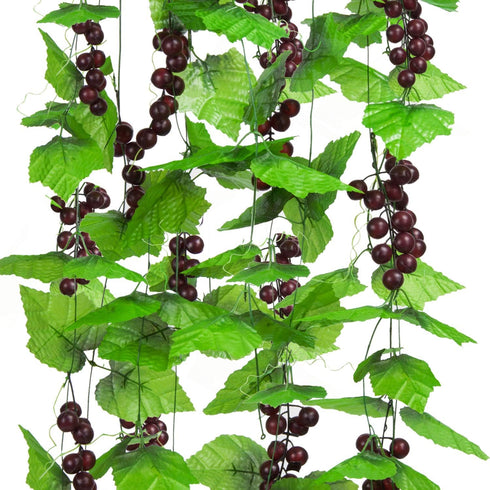 Meiliy 8FT 5pcs Artificial Greenery Chain Grapes Fake Vines Leaves Foliage Simulation Fruits for Home Room Garden Wedding Garland Outside Decorati...