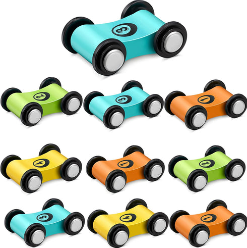 10 Pieces Wooden Mini Car Wooden Car Ramp Race Track Toys for Aged Over 3 Years Old, Wooden Car Ramp Racer Toy Replacement Vehicle Set Race Car Pa...