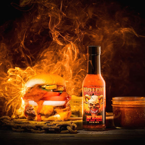 Hellfire Hot Sauce Infierno De Ajo Rojo - Gourmet Red Salsa Hot Sauce With Garlic and Carolina Reaper Peppers, 5 oz....