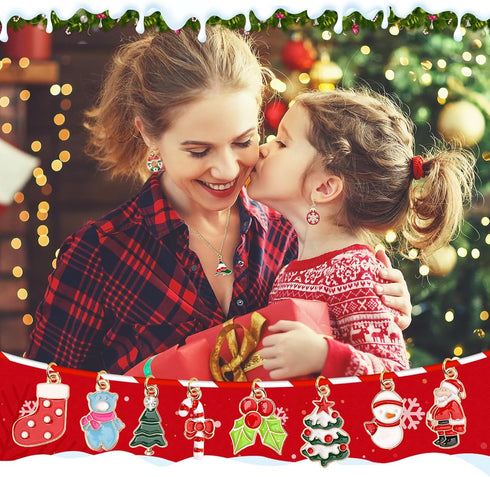 SANNIX 350Pcs Christmas Charms for Jewelry Making, Gold Enamel Charms Christmas Charm Pendants for DIY Crafts Bracelets Necklace Earrings Craft Su...