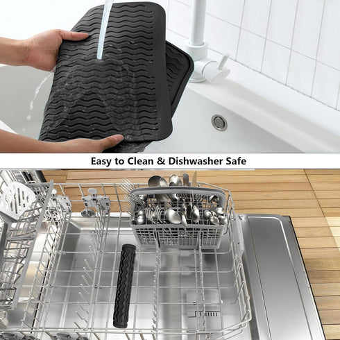 ZLR Silicone Dish Drying Mat for Kitchen Counter, Eco-Friendly Fast Dry Dish Mat, Easy Clean Multi Usage Drying Matt, Heat Resistant Trivet, 12" x...